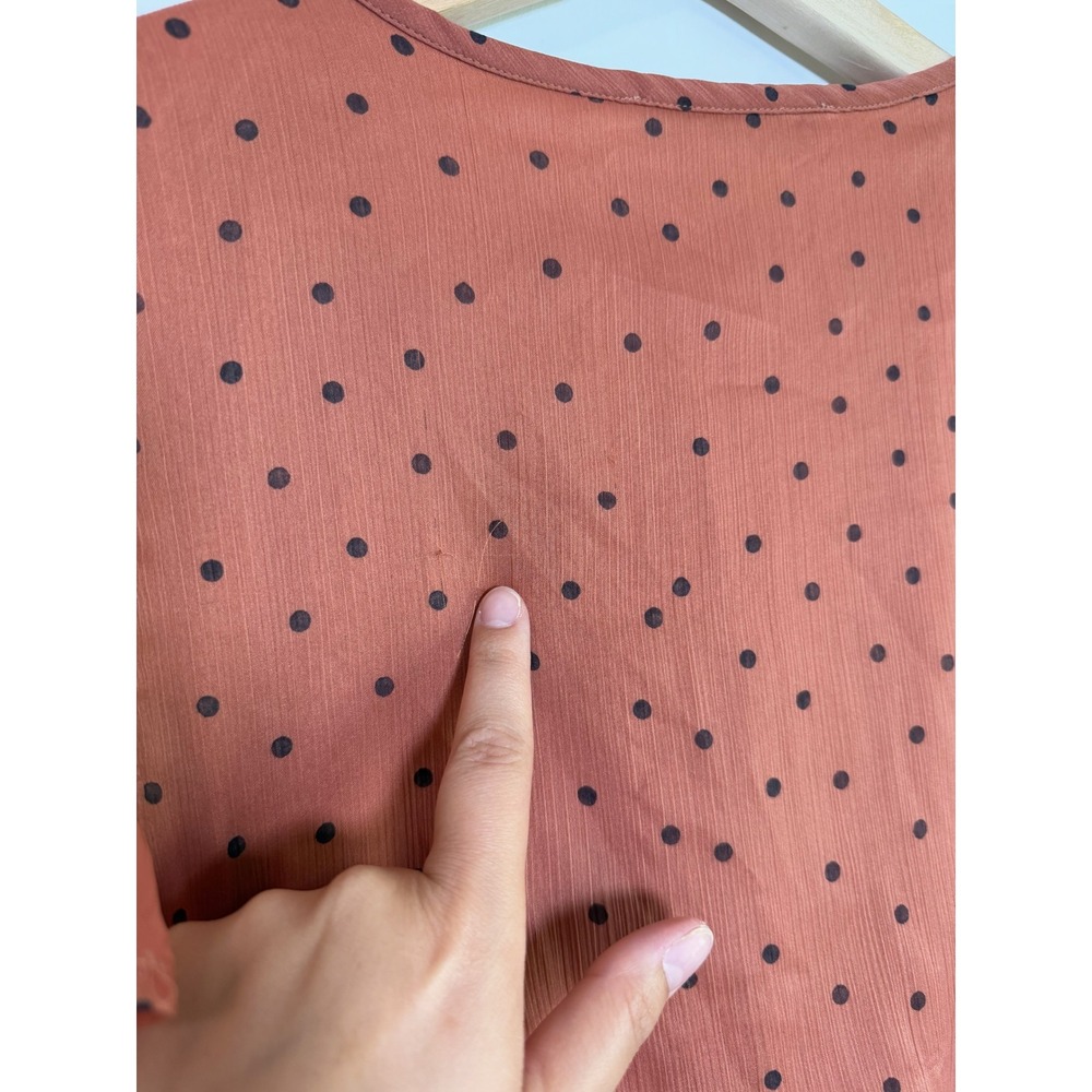 Abercrombie & Fitch Terracotta Polka Dot Wrap Midi Dress Flutter Sleeve M - Picture 8 of 8
